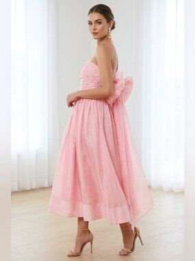 h&m pink bow dress Women's Light pink Bow-Detail One-Shoulder Dress